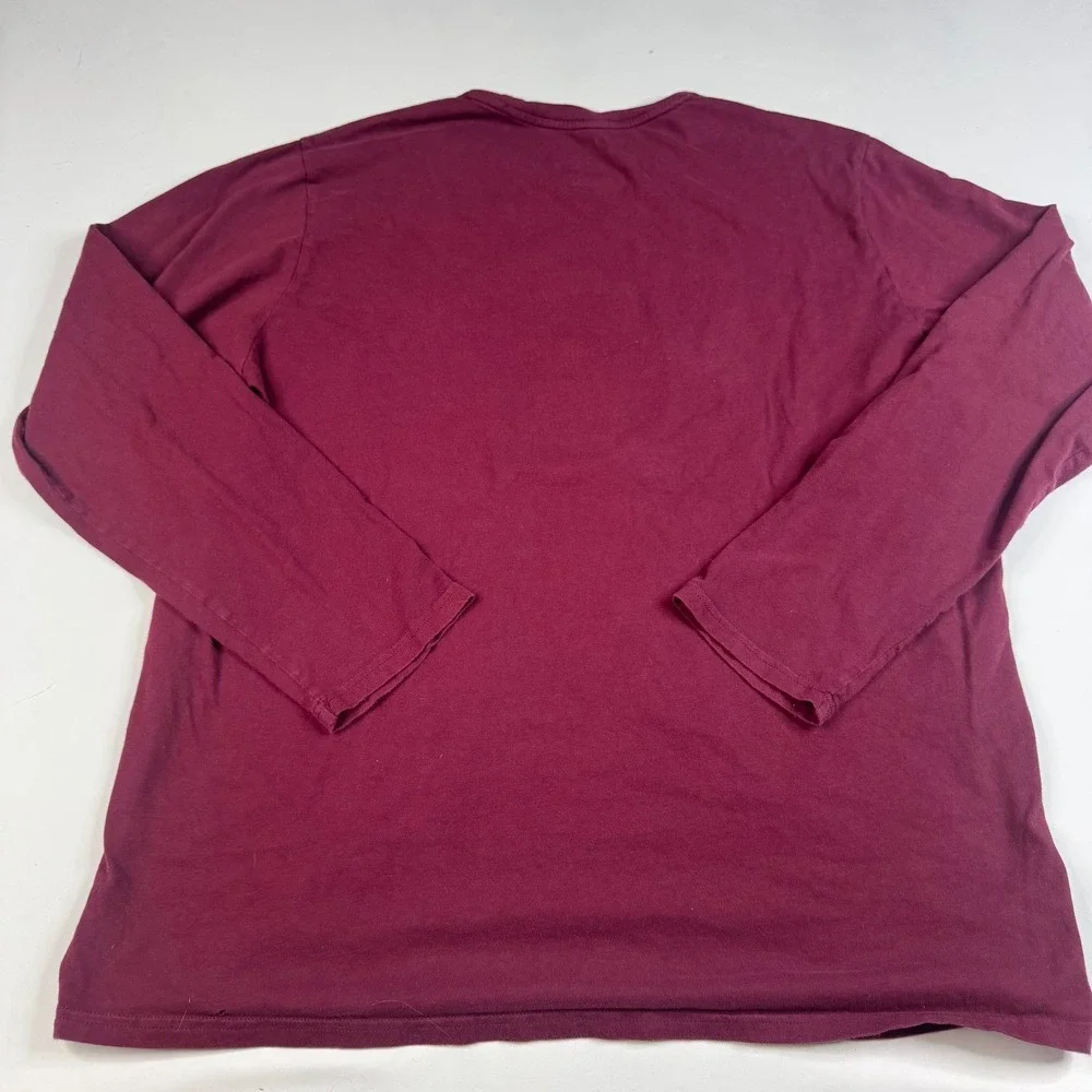 Polo‎ Bear Ralph Lauren T-Shirt Mens XL Burgundy Long Sleeve Holiday Graphic